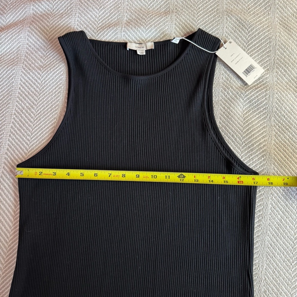 NWT Vince‎ Ribbed Knit Cotton Sleeveless Midi Dress, Black, Size XL - Picture 6 of 10